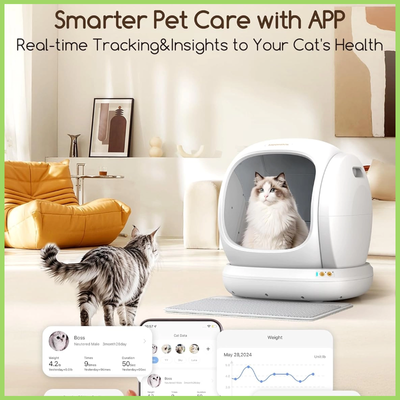 Self-Cleaning Cat Litter Box – App-Controlled, Extra-Large 75L Low-Entry for Multi-Cat Homes