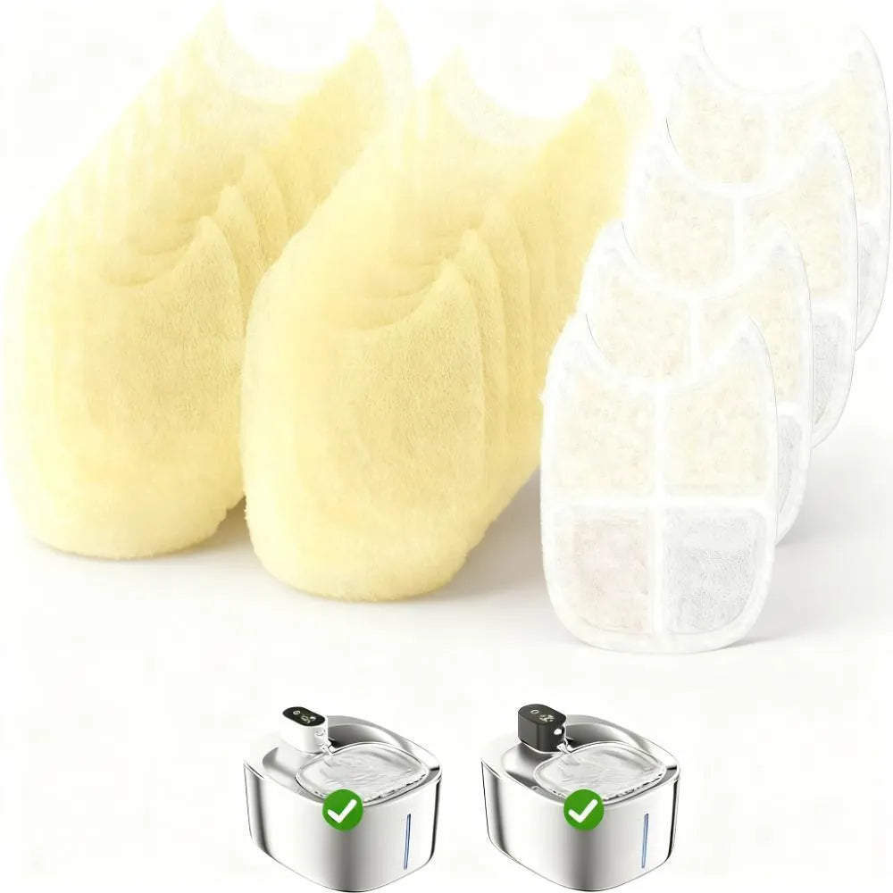 8-Pack Water Fountain Filters, 6-Layer with Pre-Filter Sponge, Universal Fit