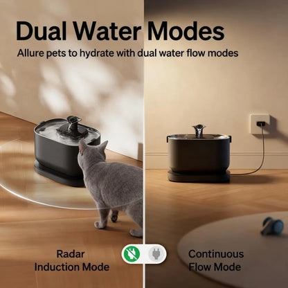 Wireless Cat Water Fountain - 5000mAh Battery, Dual Modes, 4-Stage Filtration