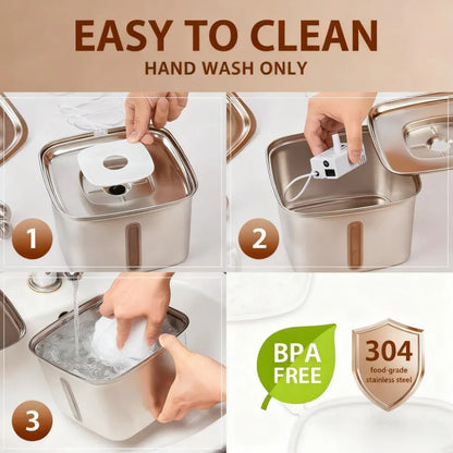 Award-Winning Stainless Steel Pet Water Dispenser - Large Capacity & 5-Stage Filtration