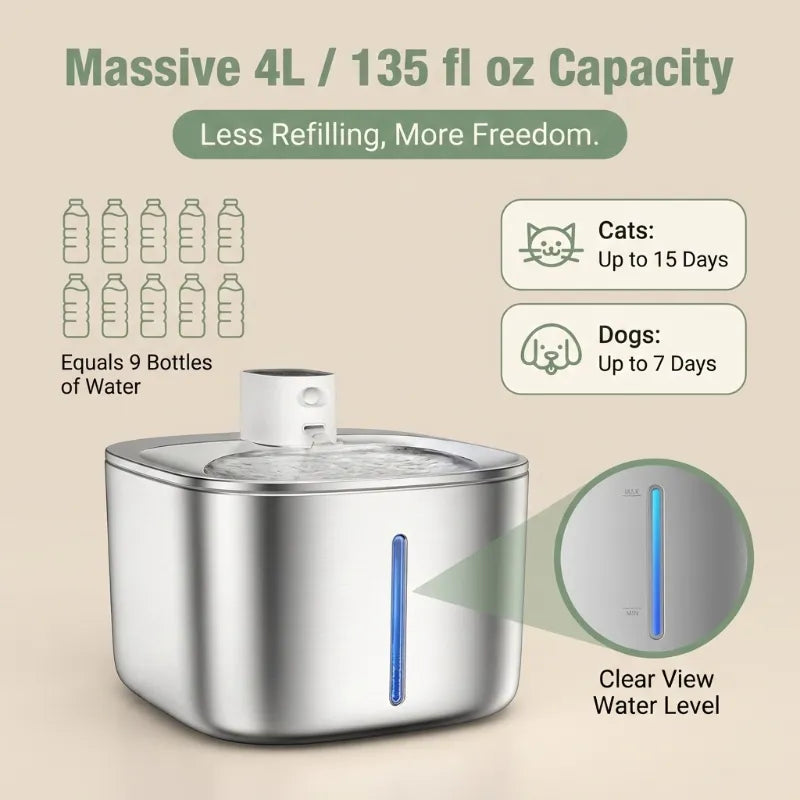 CORDLESS PET WATER FOUNTAIN – FRESH, SAFE WATER ANYTIME