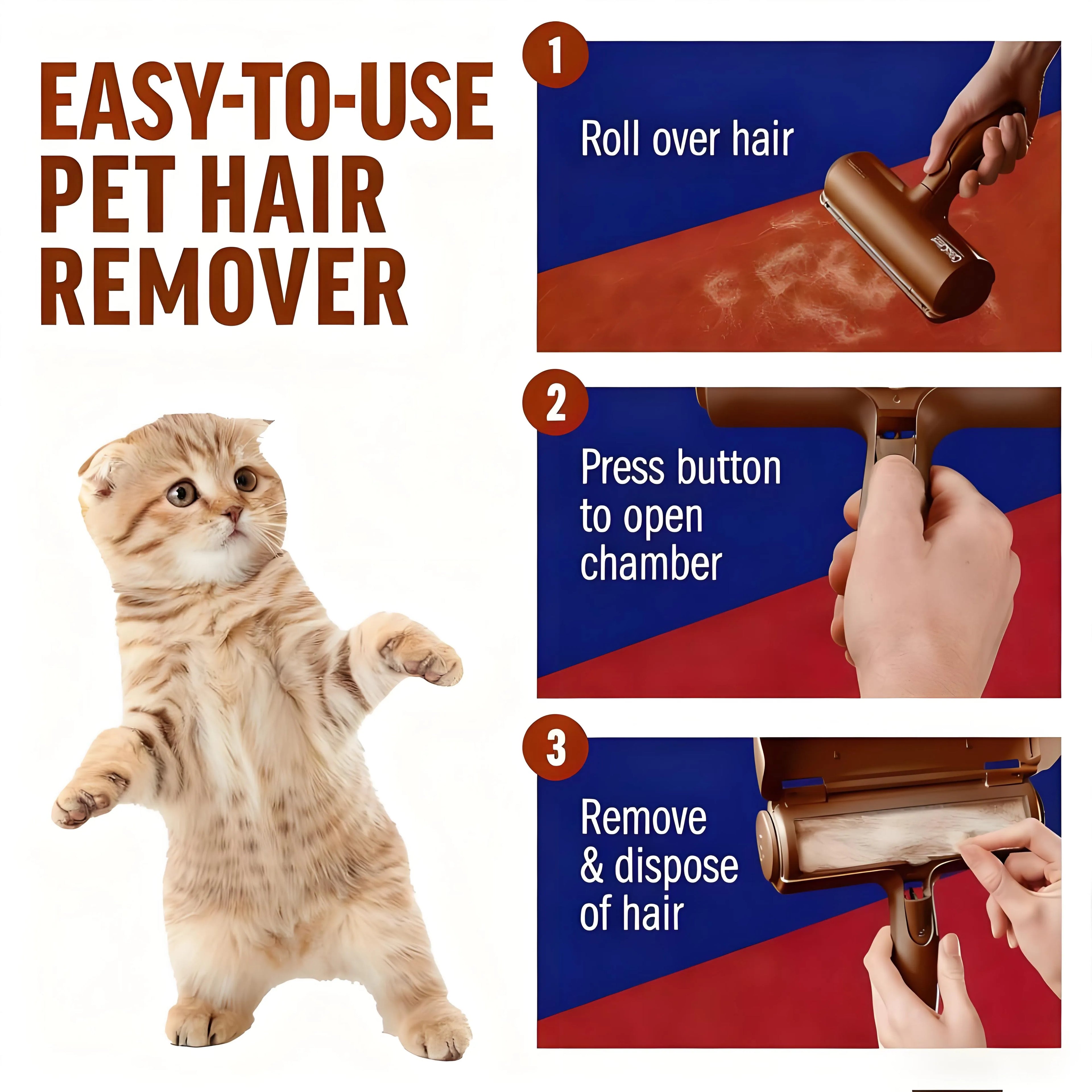 Pet Hair Roller - Effective, Reusable, Suitable for Furniture & Cars